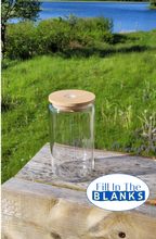 Load image into Gallery viewer, Glass Tumbler with bamboo lid for sublimation
