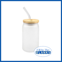 Load image into Gallery viewer, Glass Tumbler with bamboo lid for sublimation