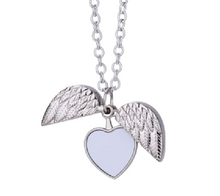 Load image into Gallery viewer, Heart Locket with Wings Necklace (sublimation insert)