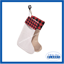 Load image into Gallery viewer, Linen Look Stocking with Plaid for sublimation
