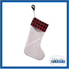 Load image into Gallery viewer, Linen Look Stocking with Plaid for sublimation
