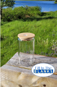 Glass Tumbler with bamboo lid for sublimation