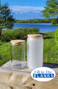 Glass Tumbler with bamboo lid for sublimation