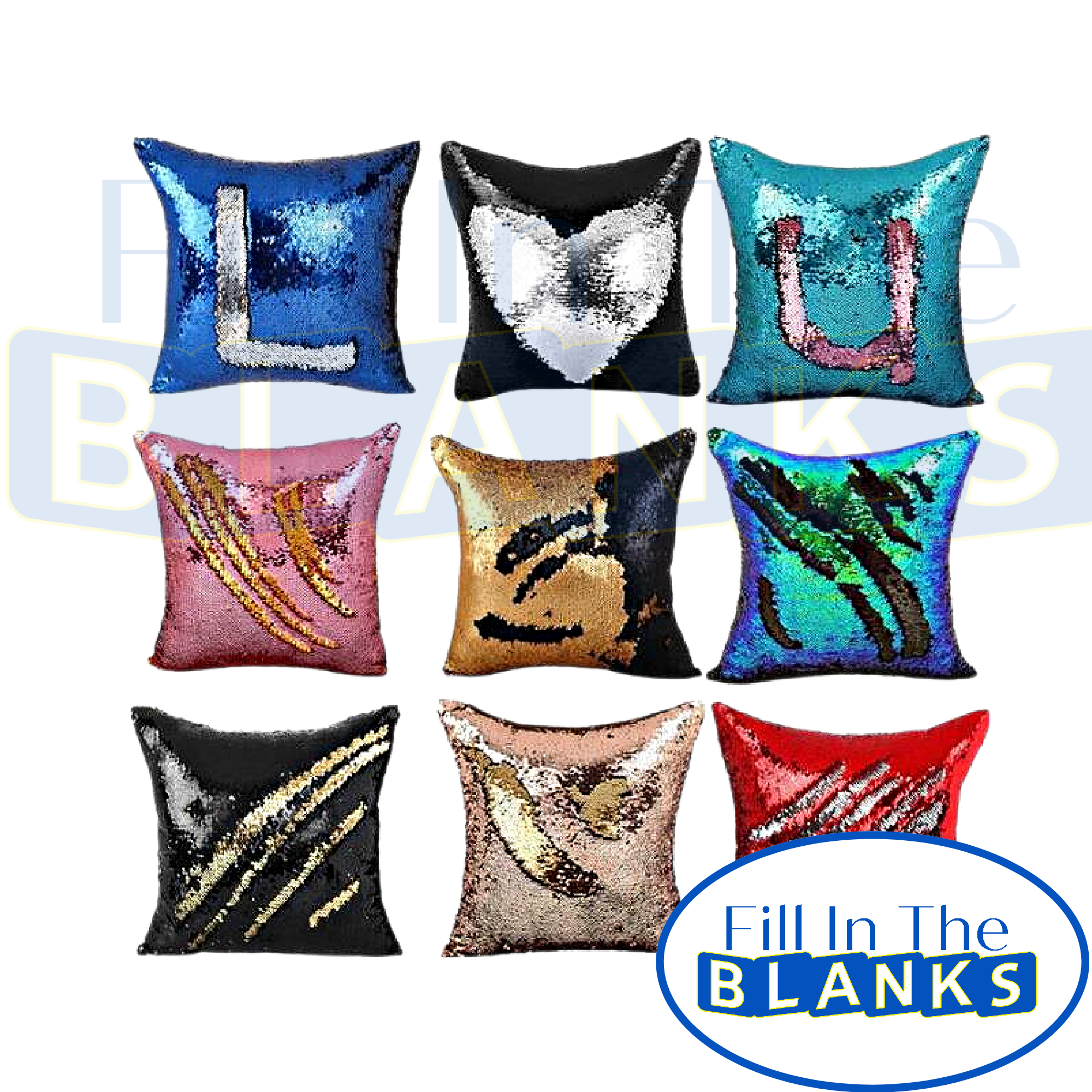 Sequin Flip Pillow Covers for Sublimation too Fill In The