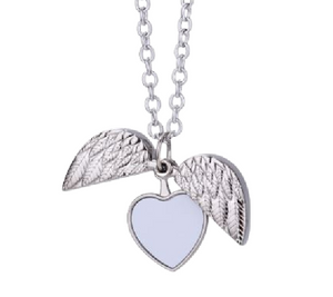 Heart Locket with Wings Necklace (sublimation insert)