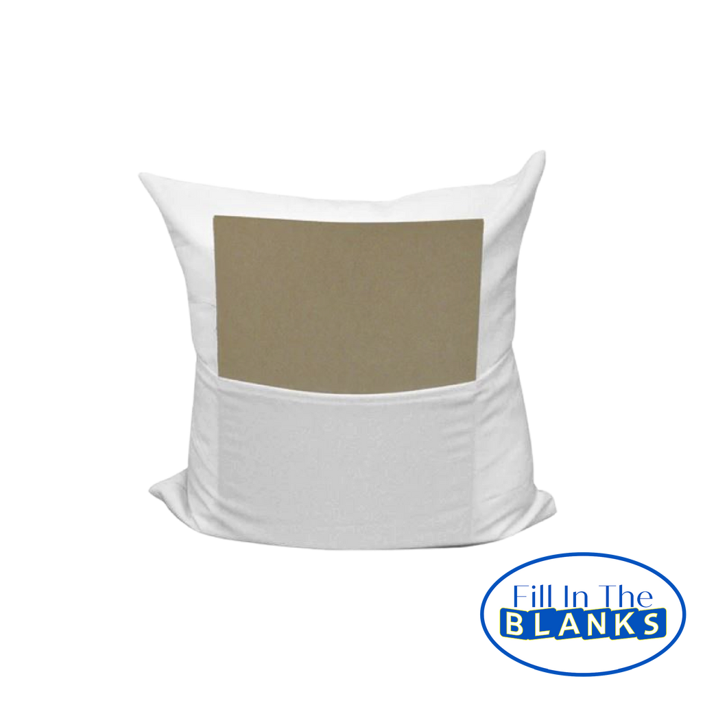 Pillow Cover w Pocket 16X16 - White (for Sublimation too)