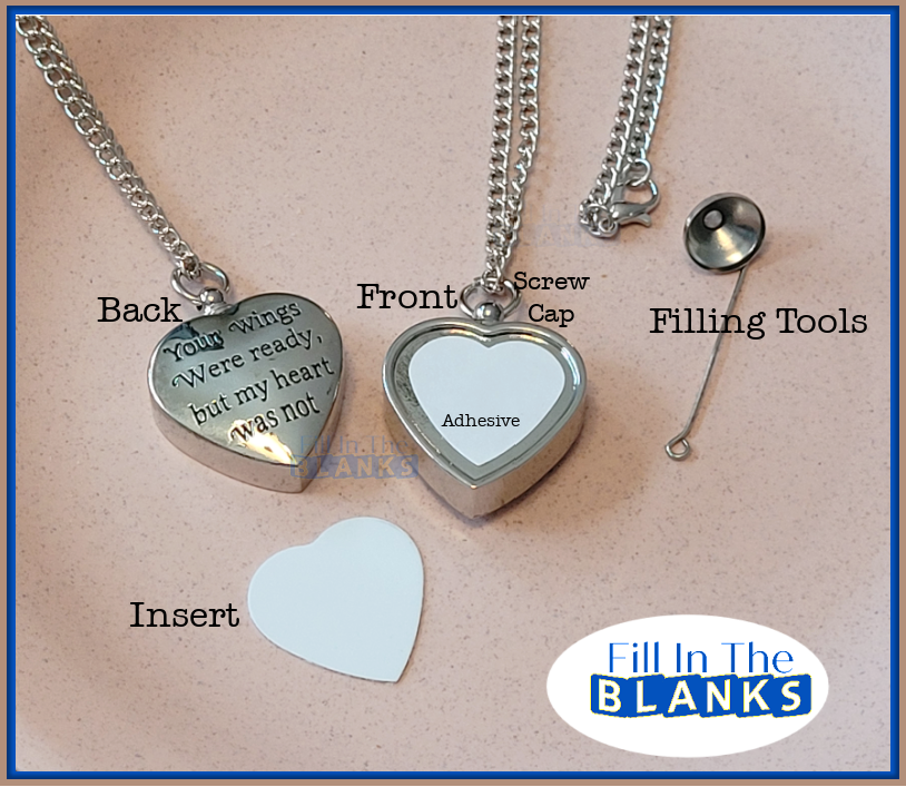 10x Urn Necklace Sublimation Blanks, Ashes Necklace, Memorial