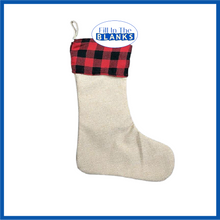 Load image into Gallery viewer, Linen Look Stocking with Plaid for sublimation
