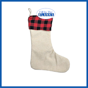 Linen Look Stocking with Plaid for sublimation