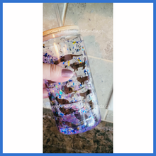 Load image into Gallery viewer, Snowglobe Glass Tumbler with bamboo lid for sublimation
