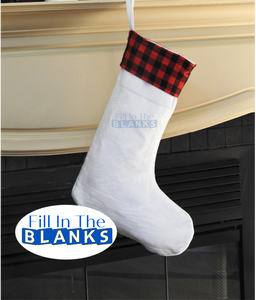 Christmas Stocking with Red Plaid for sublimation